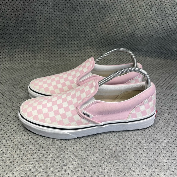 Vans Shoes - Vans Pink White Checkered Slip Ons Size 8 Womens